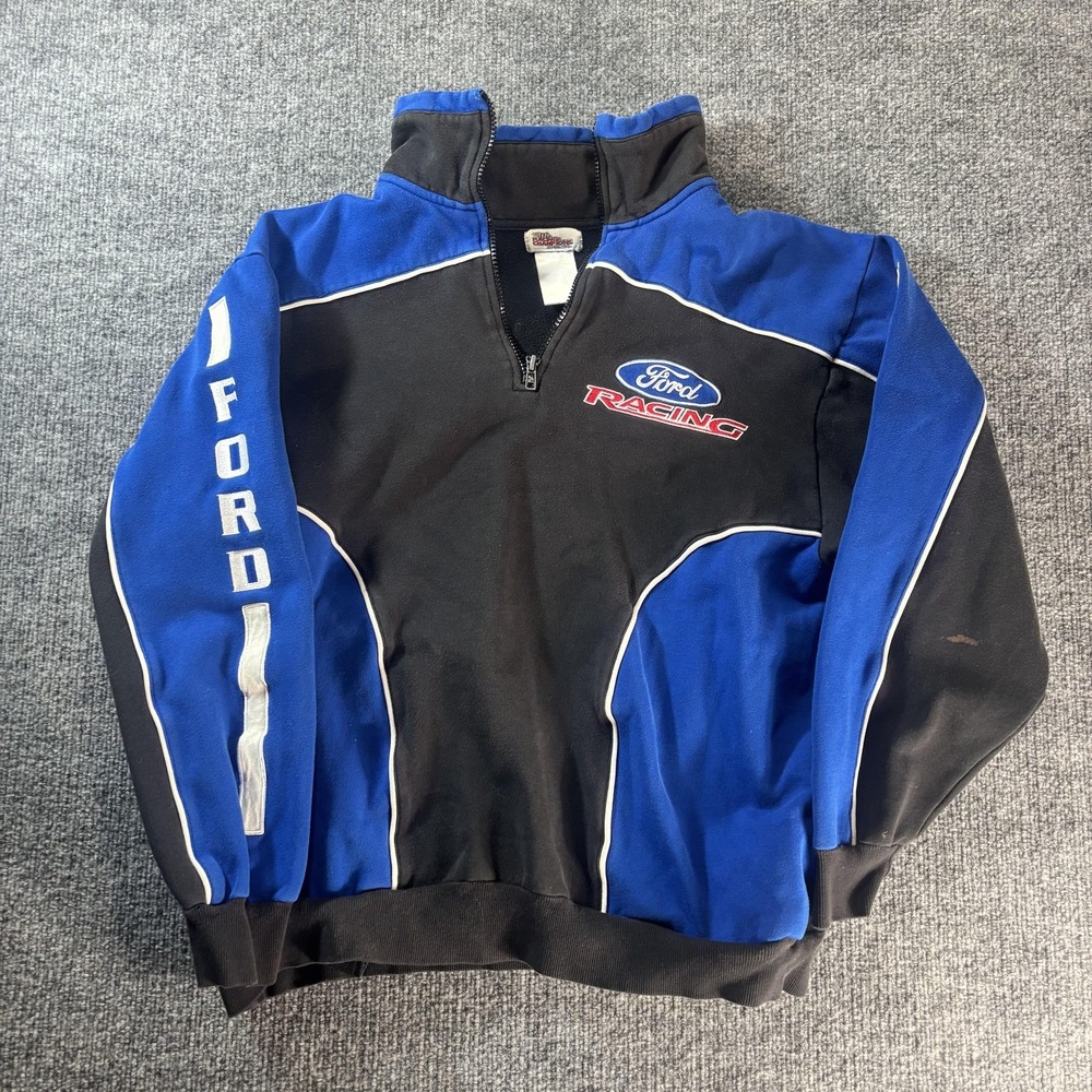 Ford Racing Sweatshirt Mens XL Black NASCAR Auto Racing Racing Champions Fleece